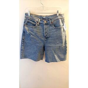 Old Navy Sky-Hi Extra High Rise Denim Shorts Womens 12 NWT Button Fly Raw Hem